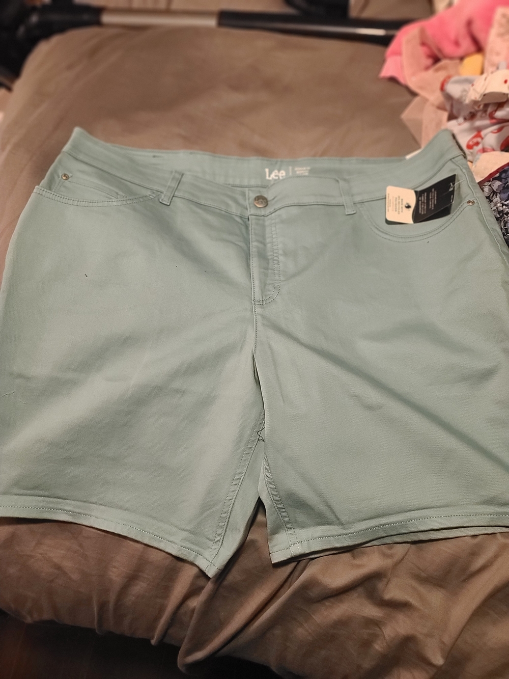 Lee Women's Pale Mint Green Stretch Jean Shorts